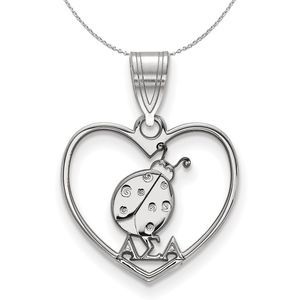 Sterling Silver Alpha Sigma Alpha Heart Pendant Necklace - 16 Inch